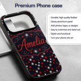 Red White Blue Fireworks Seamless Pattern Festive Custom Name Protective Phone Case Mobile Cover Durable Everyday Smartphone Shock Resistant
