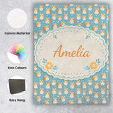 Personalised Name Cute Hamster Cartoon Blue Heart Pattern Seamless Custom  Unique Canvas Wall Art Print Decor Picture Ready to Hang