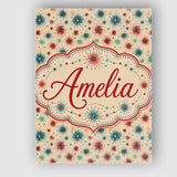 Personalised Name Red Blue Starburst Custom Premium Decorative Design Modern Room Accent Canvas Wall Art Print Decor Picture Ready to Hang
