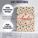 Personalised Name Red Blue Starburst Custom Premium Decorative Design Modern Room Accent Canvas Wall Art Print Decor Picture Ready to Hang