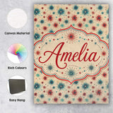 Personalised Name Red Blue Starburst Custom Premium Decorative Design Modern Room Accent Canvas Wall Art Print Decor Picture Ready to Hang