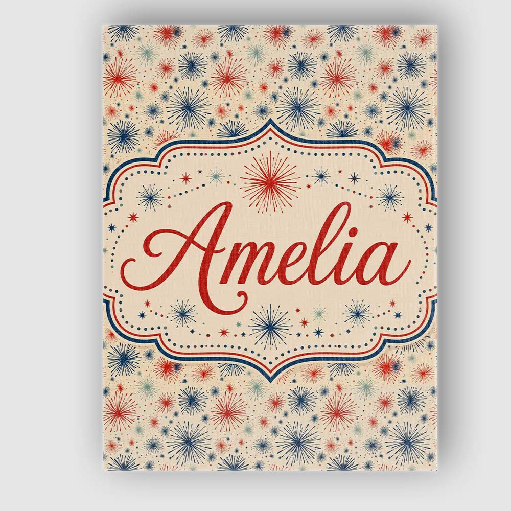 Personalised Name Red Blue Patriotic Custom Premium Decorative Design Modern Room Accent Canvas Wall Art Print Decor Picture Ready to Hang