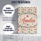 Personalised Name Red Blue Patriotic Custom Premium Decorative Design Modern Room Accent Canvas Wall Art Print Decor Picture Ready to Hang