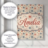 Personalised Name Red Blue Patriotic Custom Premium Decorative Design Modern Room Accent Canvas Wall Art Print Decor Picture Ready to Hang