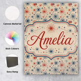 Personalised Name Red Blue Patriotic Custom Premium Decorative Design Modern Room Accent Canvas Wall Art Print Decor Picture Ready to Hang