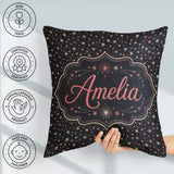 Custom Name Pink White Firework Sparkle Seamless Sky Celebration Square Filled Cushion Throw Pillow Sofa Bed Home Decor Zip Washable UK Made