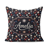 Custom Name Classic Red White Blue Fireworks Seamless Patriotic Square Filled Cushion Throw Pillow Sofa Bed Home Decor Zip Washable UK Made