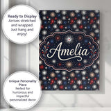Personalised Name Classic Red White Blue Custom  Unique Gift Idea Elegant Feature Canvas Wall Art Print Decor Picture Ready to Hang