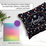 Custom Name Classic Red White Blue Fireworks Seamless Patriotic Square Filled Cushion Throw Pillow Sofa Bed Home Decor Zip Washable UK Made