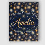 Personalised Name Golden Spark Fireworks Custom  Unique Gift Idea Elegant Feature Canvas Wall Art Print Decor Picture Ready to Hang