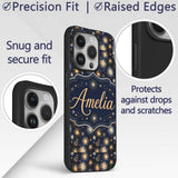 Golden Spark Fireworks Night Sky Seamless Pattern Custom Name Protective Phone Case Mobile Cover Durable Everyday Smartphone Shock Resistant