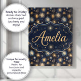 Personalised Name Golden Spark Fireworks Custom  Unique Gift Idea Elegant Feature Canvas Wall Art Print Decor Picture Ready to Hang
