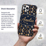 Golden Spark Fireworks Night Sky Seamless Pattern Custom Name Protective Phone Case Mobile Cover Durable Everyday Smartphone Shock Resistant