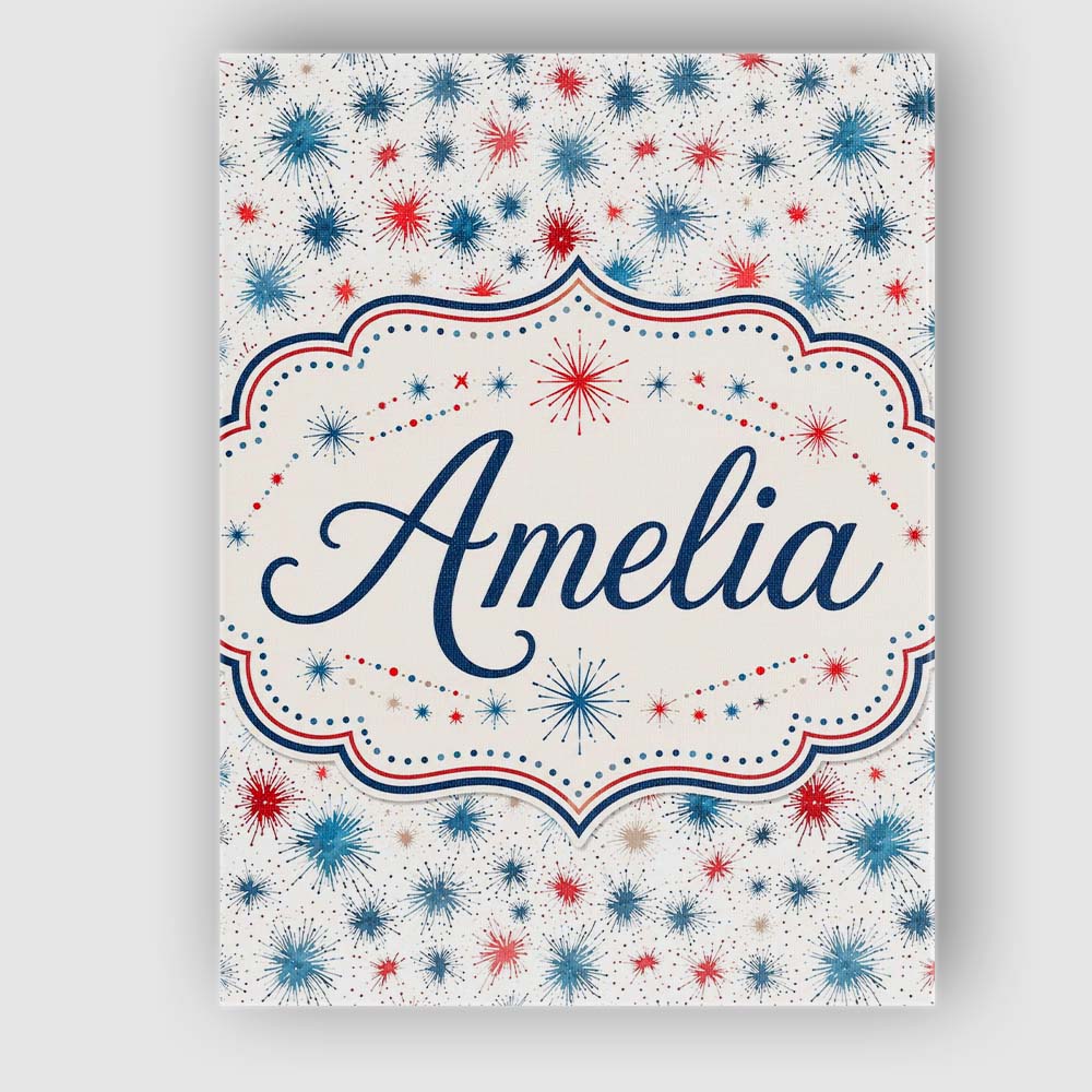 Personalised Name Red Blue Starburst Custom Premium Decorative Design Modern Room Accent Canvas Wall Art Print Decor Picture Ready to Hang