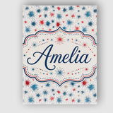 Personalised Name Red Blue Starburst Custom Premium Decorative Design Modern Room Accent Canvas Wall Art Print Decor Picture Ready to Hang