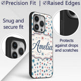Red Blue Starburst Firework Dots Printed Design Custom Name Protective Phone Case Mobile Cover Durable Everyday Smartphone Shock Resistant