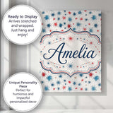 Personalised Name Red Blue Starburst Custom Premium Decorative Design Modern Room Accent Canvas Wall Art Print Decor Picture Ready to Hang