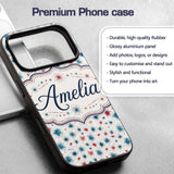 Red Blue Starburst Firework Dots Printed Design Custom Name Protective Phone Case Mobile Cover Durable Everyday Smartphone Shock Resistant