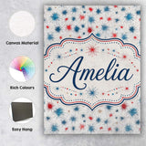 Personalised Name Red Blue Starburst Custom Premium Decorative Design Modern Room Accent Canvas Wall Art Print Decor Picture Ready to Hang