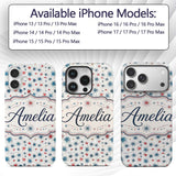 Red Blue Starburst Firework Dots Printed Design Custom Name Protective Phone Case Mobile Cover Durable Everyday Smartphone Shock Resistant