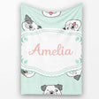 Cute French Bulldog Faces Teal Background Seamless Pattern Lovely  Personalised Custom Name Super Soft Fleece Blanket Bed Sofa Throw
