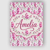 Personalised Name Pink Watercolor Blossom Custom  Unique Gift Idea Elegant Feature Canvas Wall Art Print Decor Picture Ready to Hang