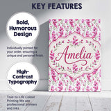 Personalised Name Pink Watercolor Blossom Custom  Unique Gift Idea Elegant Feature Canvas Wall Art Print Decor Picture Ready to Hang