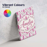 Personalised Name Pink Watercolor Blossom Custom  Unique Gift Idea Elegant Feature Canvas Wall Art Print Decor Picture Ready to Hang
