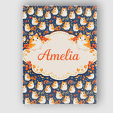 Personalised Name Cute Hamster Floral Apple Garden Seamless Pattern Custom Canvas Wall Art Print Decor Picture Ready to Hang