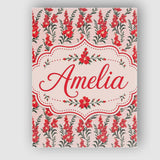 Personalised Name Red Floral Botanical Custom  Modern Room Accent Elegant Feature Canvas Wall Art Print Decor Picture Ready to Hang