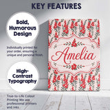 Personalised Name Red Floral Botanical Custom  Modern Room Accent Elegant Feature Canvas Wall Art Print Decor Picture Ready to Hang
