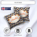 Custom Name Cute Hamster Floral Apple Garden Seamless Pattern Square Filled Cushion Throw Pillow Sofa Bed Home Decor Zip Washable UK Made