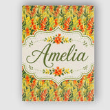 Personalised Name Orange Wildflower Meadow Custom  Unique Gift Idea Elegant Feature Canvas Wall Art Print Decor Picture Ready to Hang