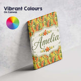 Personalised Name Orange Wildflower Meadow Custom  Unique Gift Idea Elegant Feature Canvas Wall Art Print Decor Picture Ready to Hang