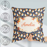 Custom Name Cute Hamster Floral Apple Garden Seamless Pattern Square Filled Cushion Throw Pillow Sofa Bed Home Decor Zip Washable UK Made