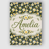 Personalised Name White Buttercup Flowers Custom  Unique Gift Idea Elegant Feature Canvas Wall Art Print Decor Picture Ready to Hang