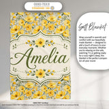 Yellow Poppy Blossom Floral Seamless Pattern Soft Garden Design  Personalised Custom Name Super Soft Fleece Blanket Bed Sofa Throw