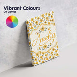 Personalised Name Minimal Yellow Daisy Custom  Modern Room Accent Elegant Feature Canvas Wall Art Print Decor Picture Ready to Hang