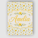 Personalised Name Soft Yellow Wildflower Custom  Unique Gift Idea Elegant Feature Canvas Wall Art Print Decor Picture Ready to Hang