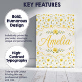Personalised Name Soft Yellow Wildflower Custom  Unique Gift Idea Elegant Feature Canvas Wall Art Print Decor Picture Ready to Hang