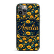 Golden Poppy Flowers Dark Background Seamless Custom Name Protective Phone Case Mobile Cover Durable Everyday Smartphone Shock Resistant
