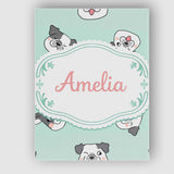 Personalised Name Cute French Bulldog Faces Teal Background Seamless Custom  Home Canvas Wall Art Print Decor Picture Ready to Hang