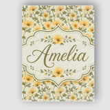 Personalised Name Soft Beige Poppy Floral Custom  Unique Gift Idea Elegant Feature Canvas Wall Art Print Decor Picture Ready to Hang