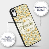 Soft Beige Poppy Floral Seamless Pattern Elegant Custom Name Protective Phone Case Mobile Cover Durable Everyday Smartphone Shock Resistant