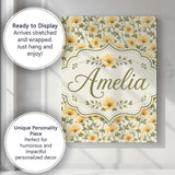 Personalised Name Soft Beige Poppy Floral Custom  Unique Gift Idea Elegant Feature Canvas Wall Art Print Decor Picture Ready to Hang