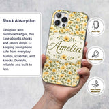Soft Beige Poppy Floral Seamless Pattern Elegant Custom Name Protective Phone Case Mobile Cover Durable Everyday Smartphone Shock Resistant