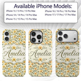 Soft Beige Poppy Floral Seamless Pattern Elegant Custom Name Protective Phone Case Mobile Cover Durable Everyday Smartphone Shock Resistant