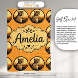 Cheetah Portrait Sunset Safari Seamless Pattern Wildlife Nature  Personalised Custom Name Super Soft Fleece Blanket Bed Sofa Throw