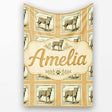 Vintage Cheetah Postage Stamp Style Seamless Pattern Classic  Personalised Custom Name Super Soft Fleece Blanket Bed Sofa Throw