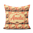 Custom Name Cheetah Landscape Red Sunset Scenic Seamless Pattern Square Filled Cushion Throw Pillow Sofa Bed Home Decor Zip Washable UK Made